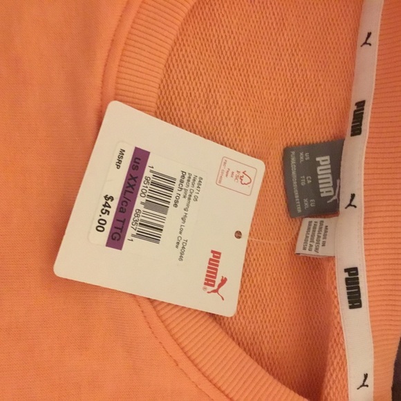 NWT PUMA Sweatshirt Peach Rose High-low Crew Neckline Sweatshirt - Picture 9 of 9